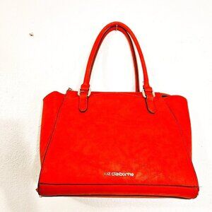 Liz Claiborne Tangerine Orange Tuxedo Tote Bag 17" x 11" x 6"